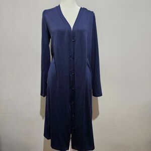 D&CO Women's Cardigan Size S Button down Long Sweater Shawl  Navy Blue